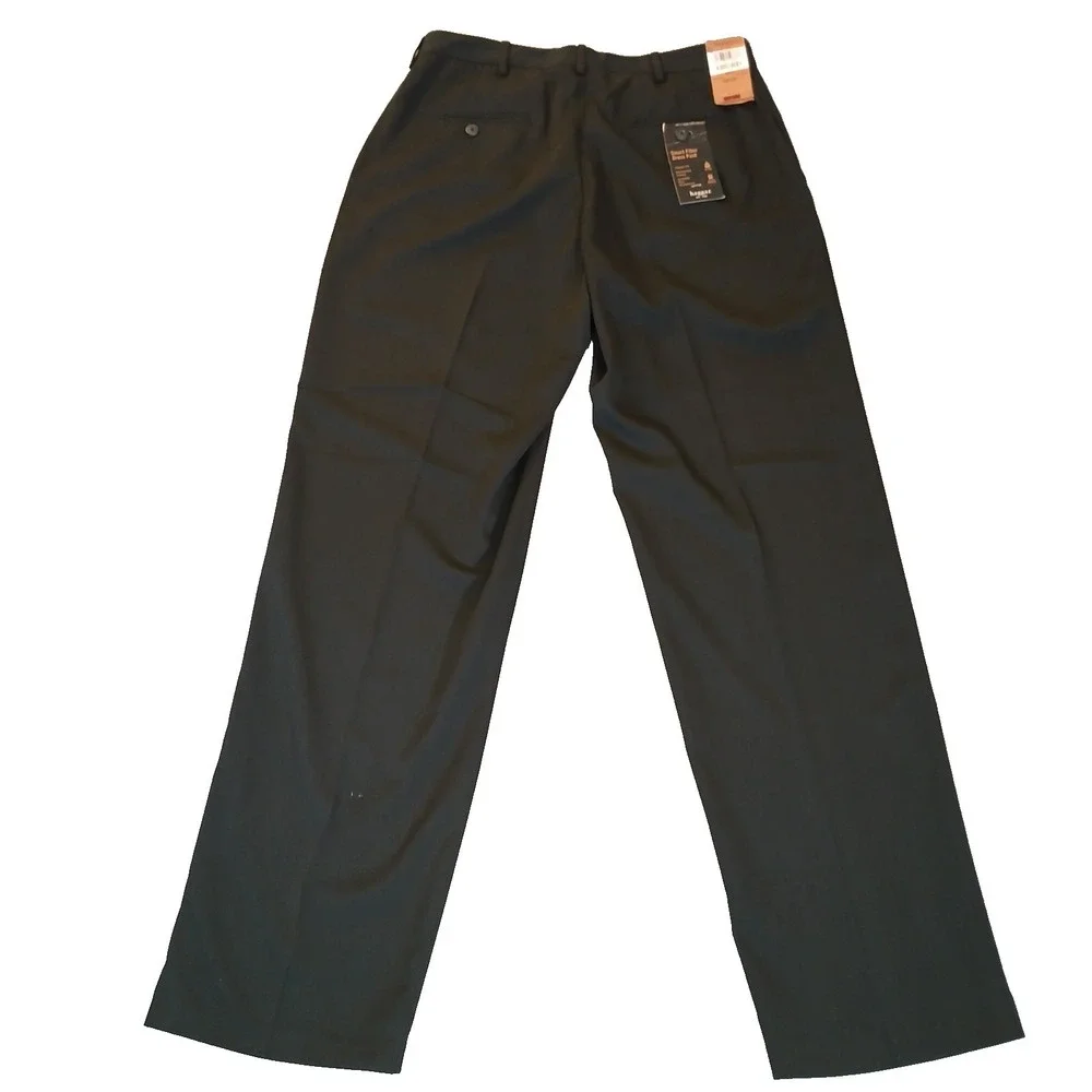 Haggar Smart Fiber Dress Pants Flat Front Classic Fit Black Men's 32X32 NWT